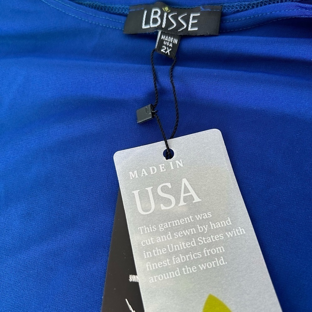 NWOT LBISSE Royal Blue Knit Long Top with 22”Slits on Sides - Picture 5 of 5